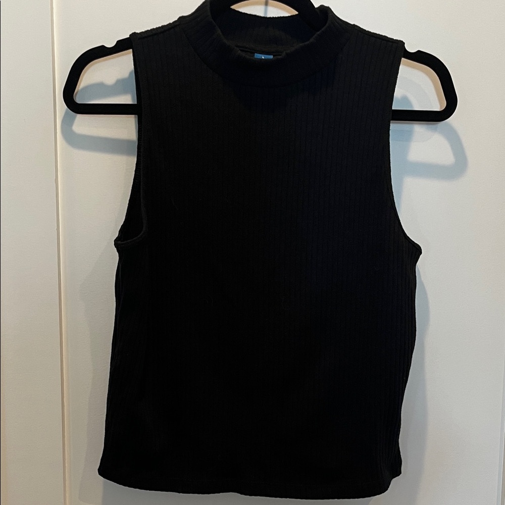 Old Navy Black Ribbed Mock Neck Tank Top